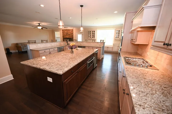 Gas cooktop, a warming drawer, pot filler, everything is so functional!
