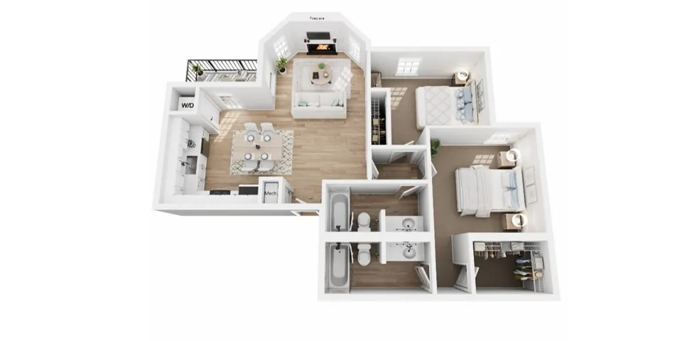 This thoughtfully designed floor plan optimizes space, featuring comfortable living areas and convenient amenities.