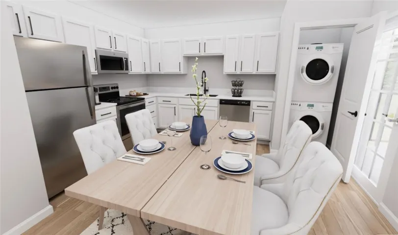 This modern kitchen features seamless functionality and contemporary design, perfect for everyday living.