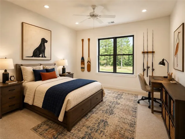 Second-floor bedroom virtually staged.