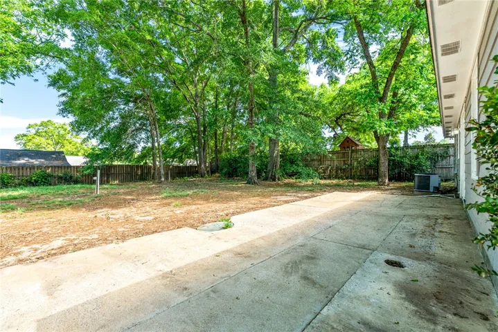 Fenced backyard and large patio