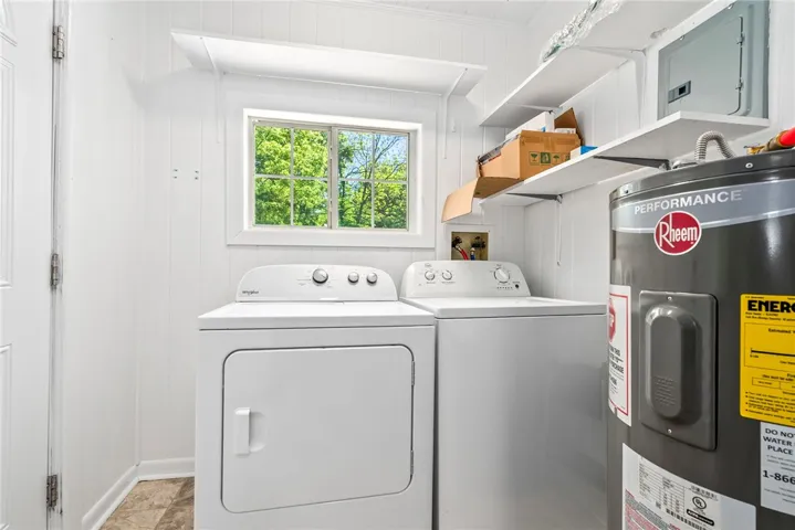 This dedicated utility space features convenient laundry hookups and ample storage solutions.