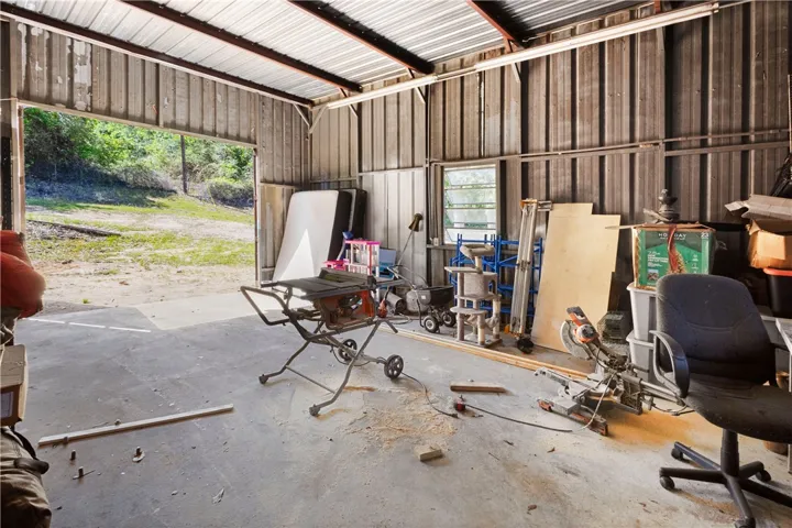This versatile workshop offers ample space and a direct connection to the outdoors.