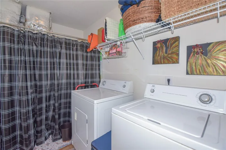 This dedicated laundry space offers practical convenience for daily chores.