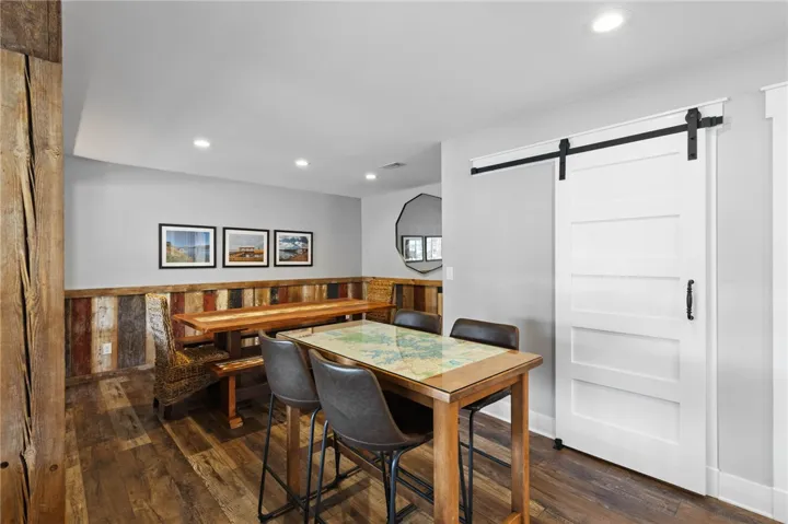 This versatile space offers casual dining and relaxed entertaining with its rustic charm.