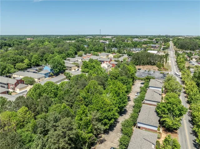 This elevated view captures the surrounding neighborhood with Jordan Hare Stadium in the distance.