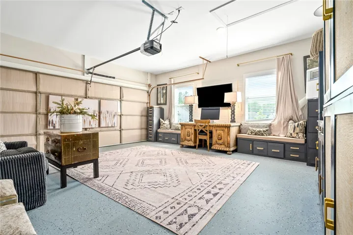 This versatile garage offers a spacious and organized area for diverse activities.