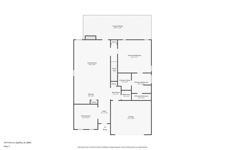 This spacious floor plan features an expansive living room and a covered patio for outdoor enjoyment.