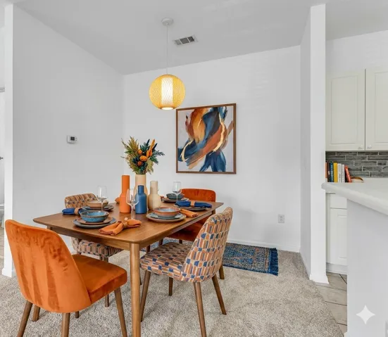 Virtually staged dining area