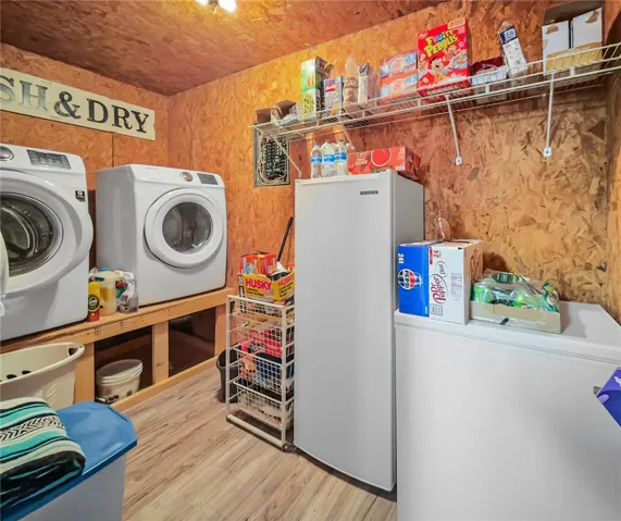 This functional laundry area is equipped for all your household needs.