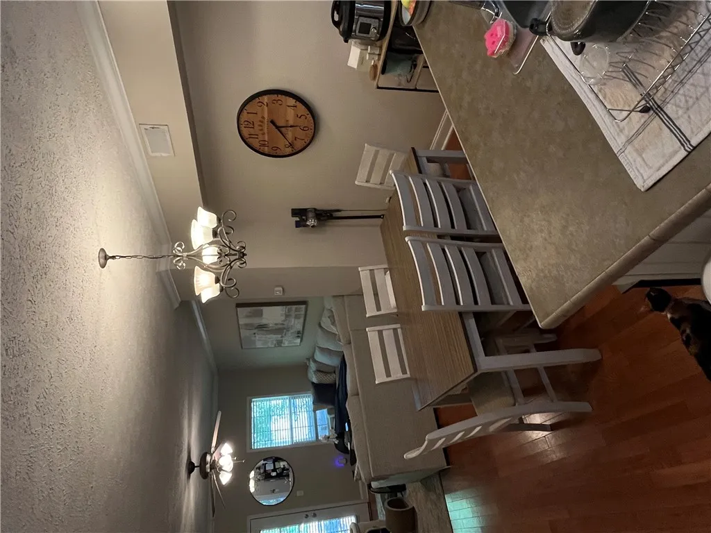 This inviting space combines dining and living areas