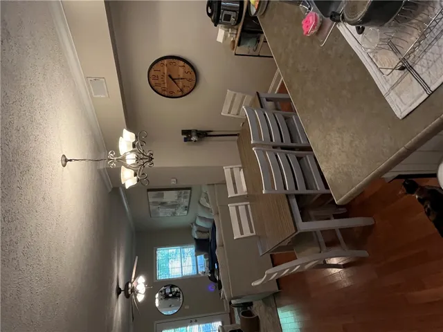 This inviting space combines dining and living areas