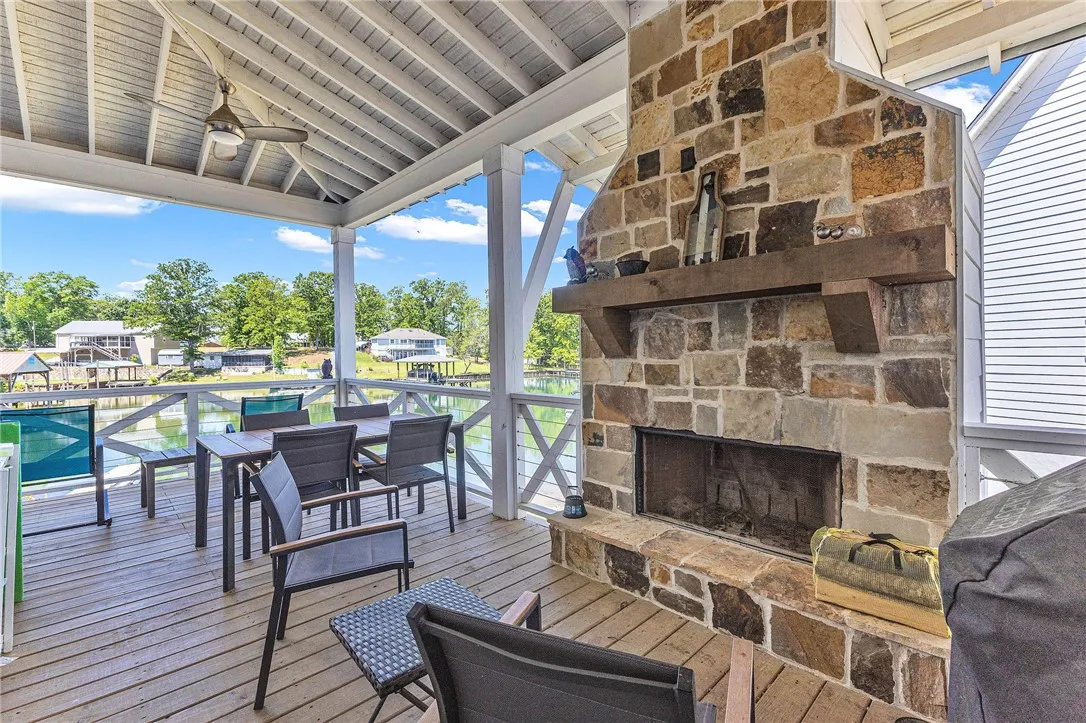 Rear porch fireplace