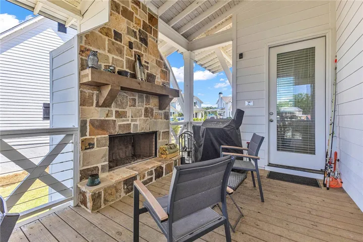 Rear porch fireplace