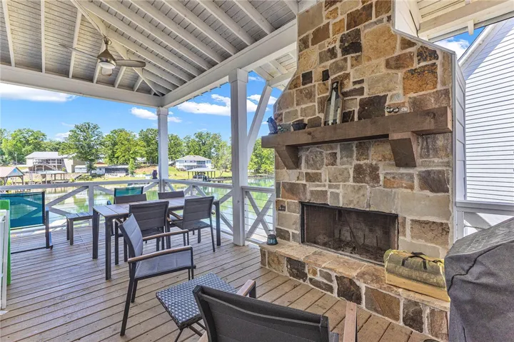 Rear porch fireplace