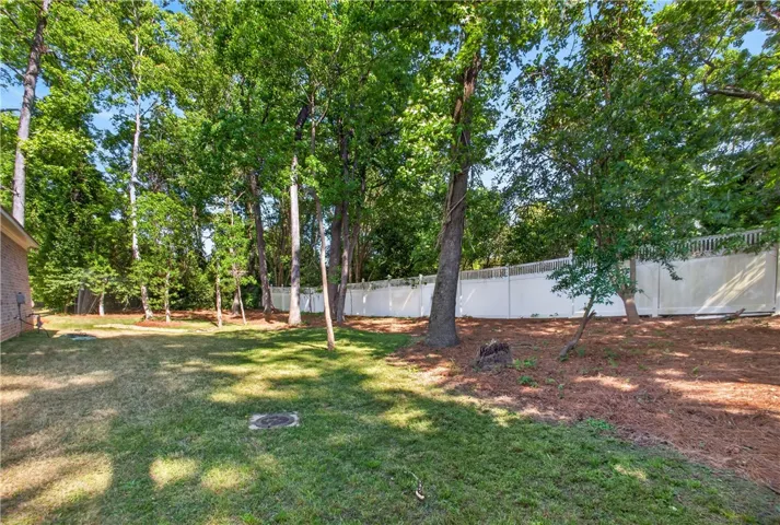 This spacious yard offers a serene retreat with ample room for outdoor activities.