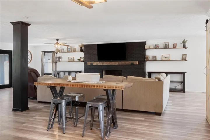 View into living space off of the Kitchen