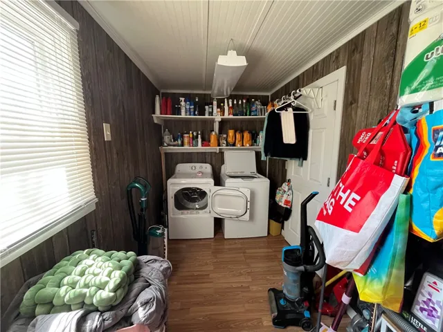 This functional laundry area features essential appliances and ample storage for convenience.