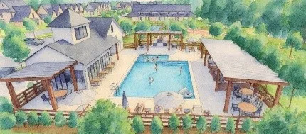Proposed Watercolor of Auburn Farms Clubhouse & Pool