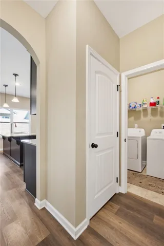 This functional laundry area is conveniently located near the kitchen.
