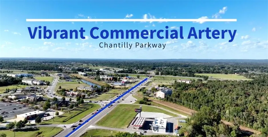 This panoramic view showcases a thriving commercial district and its surrounding landscape.