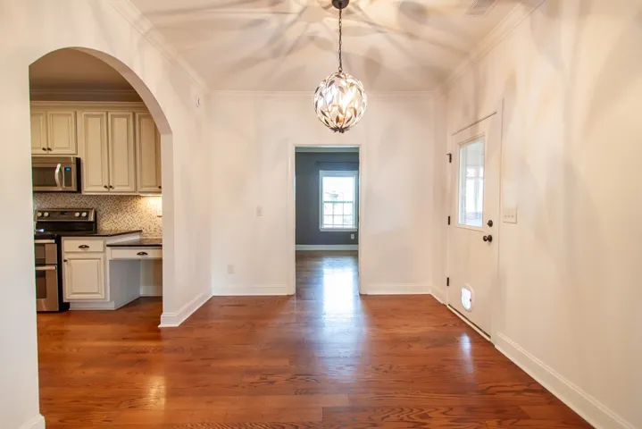 This is the breakfast room just off the kitchen.  I love the chandelier.