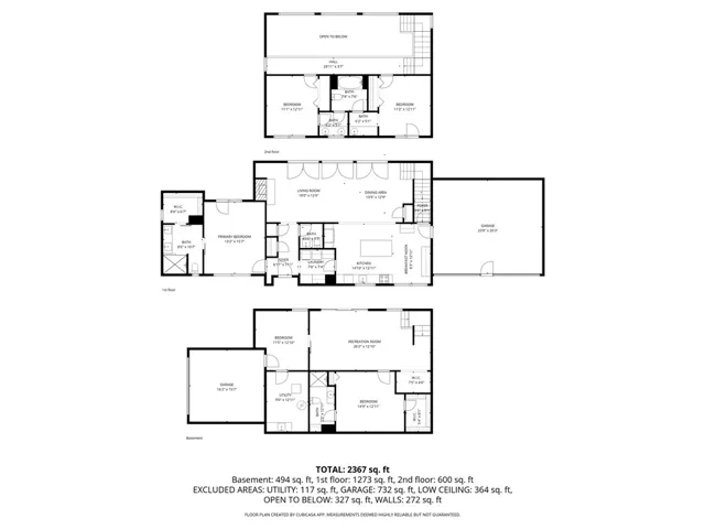 This detailed floor plan illustrates a well-organized layout across multiple levels, ideal for modern living.