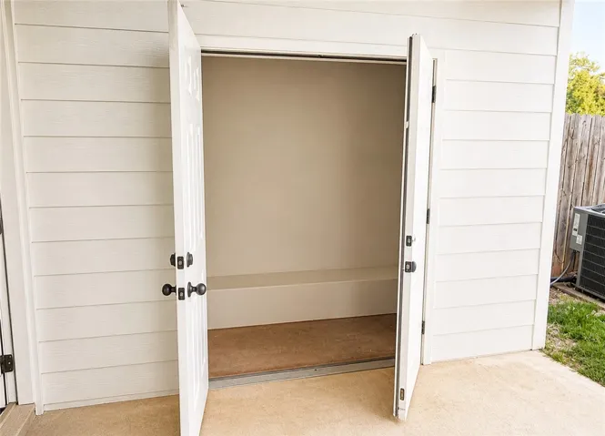 This exterior storage space provides convenient access and ample room for organization.