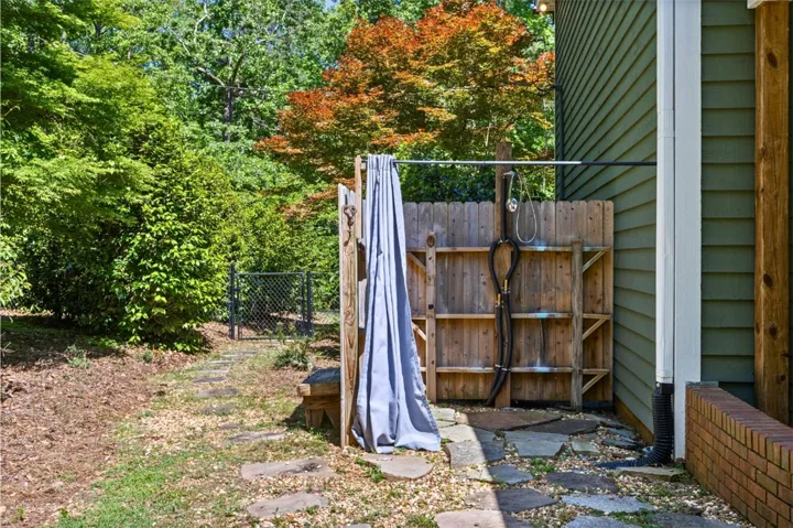 outdoor shower area with natural surroundings