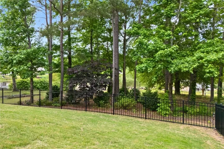 The lot go beyond the trees to the sidewalk