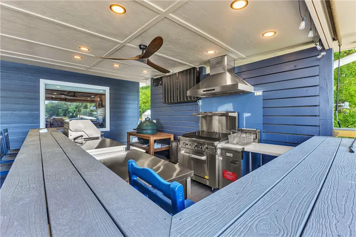 An inviting outdoor kitchen offers the perfect setting for entertaining and culinary adventures.