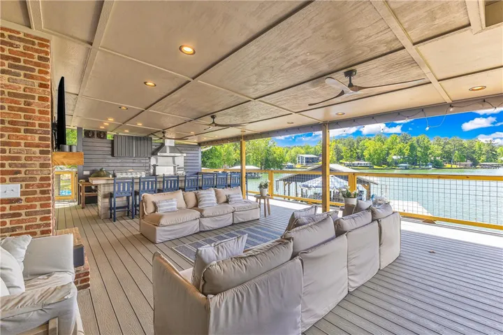 An inviting outdoor living space with water views perfect for entertaining.