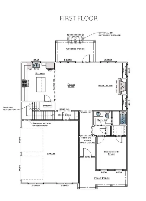 The Hayes A - First Floor - All plans, pricing, and specifications are subject to change without notice.