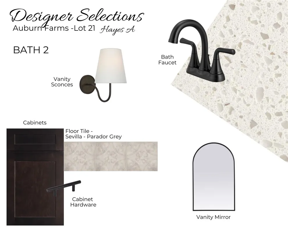 Auburn Farms Lot 21 - Guest Bath Selections - All plans, pricing and specifications are subject to change without notice.