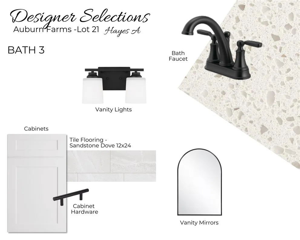 Auburn Farms Lot 21 - Guest Bath Selections - All plans, pricing and specifications are subject to change without notice.