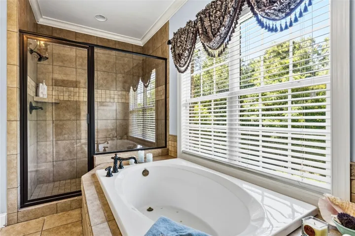 And if you don't feel like using the air bubble tub, there's a large shower, perfect for unwinding after a long day.