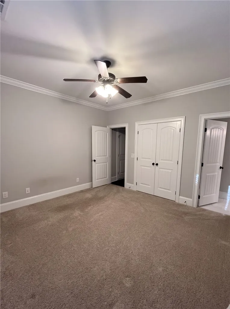 An inviting room with plush carpet, crisp white trim, and ample natural light.