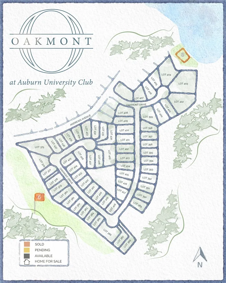 View the comprehensive layout of Oakmont, an exclusive community near Auburn University Club.