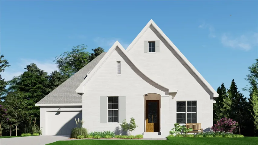 This charming home offers a classic exterior with modern appeal and inviting architectural details.