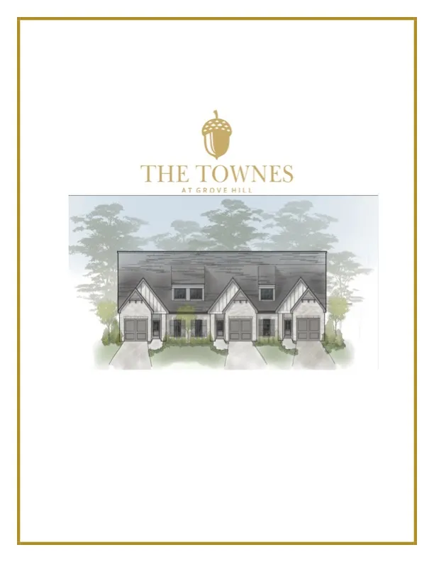 This conceptual drawing showcases a row of modern townhomes, each featuring a private garage and inviting facade.