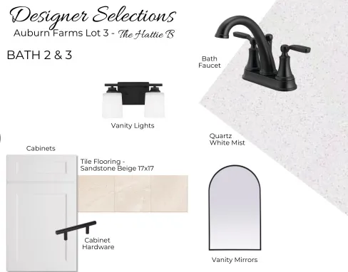 Designer Selections for Auburn Farms Lot 3 - Hattie B - All plans, pricing, and specifications are subject to change without notice.