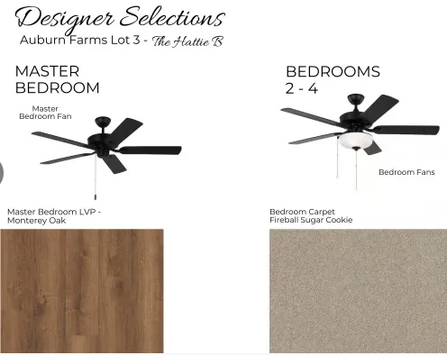 Designer Selections for Auburn Farms Lot 3 - Hattie B - All plans, pricing, and specifications are subject to change without notice.