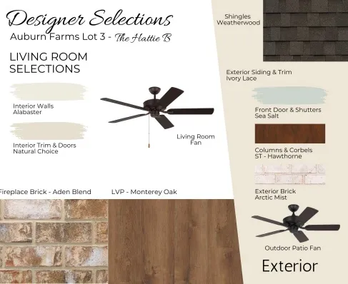 Designer Selections for Auburn Farms Lot 3 - Hattie B - All plans, pricing, and specifications are subject to change without notice.