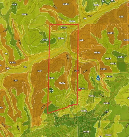 Explore this detailed plat map, showcasing terrain variations and natural features for informed property assessment.