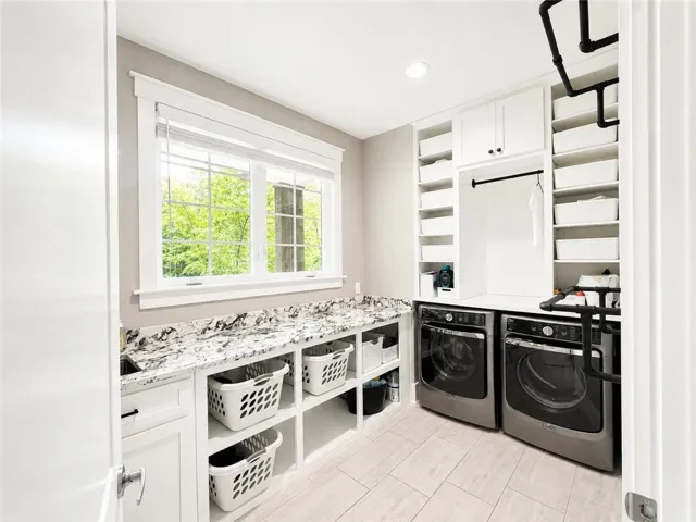 Laundry room ample storage space.