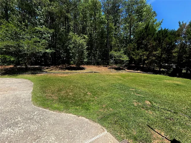 This spacious yard offers a serene retreat with lush greenery and mature trees.
