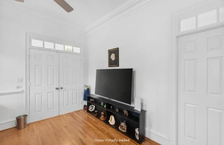 Another view from inside bedroom showing added doors.