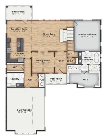 Explore the thoughtfully designed floor plan, offering distinct living areas and seamless transitions.