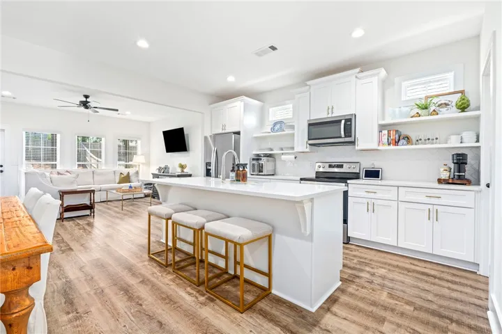 Open concept kitchen and living area