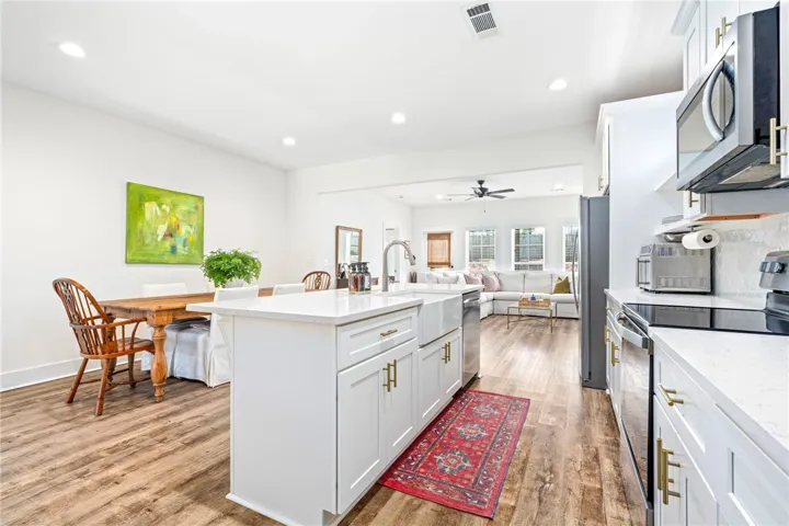 A spacious center island provides additional seating and functionality